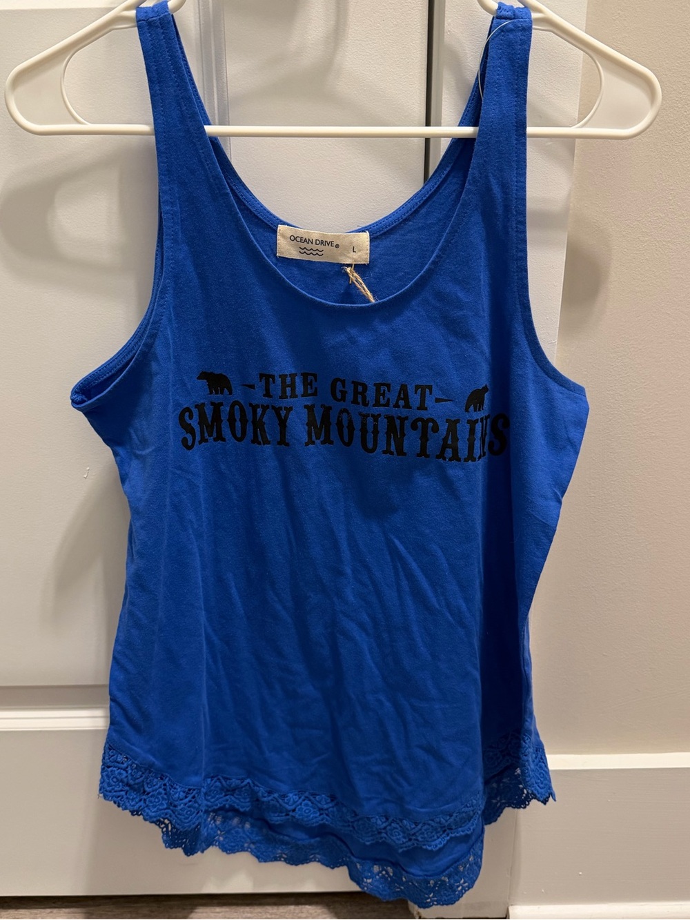 NWT The Great Smoky Mountains Lace Hem Tank Top - Ocean Drive - Dolly-Inspired L